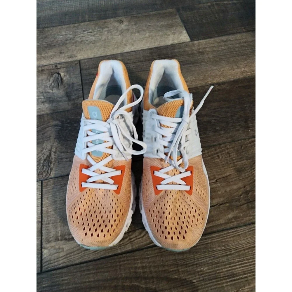 Women’s Size 7 On Cloud Running Athletic Shoes Orange/White - Picture 4 of 10
